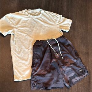Casual Mint T-Shirt and Camouflage Shorts Set